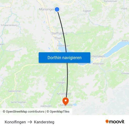 Konolfingen to Kandersteg map