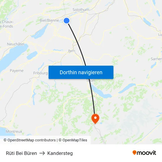 Rüti Bei Büren to Kandersteg map