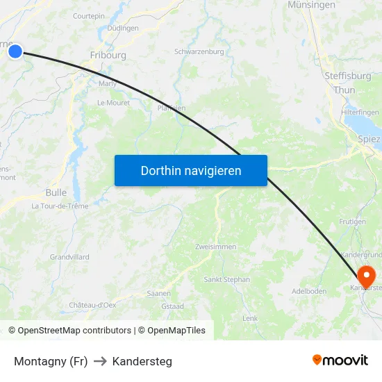 Montagny (Fr) to Kandersteg map