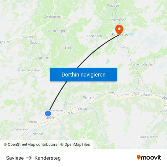 Savièse to Kandersteg map
