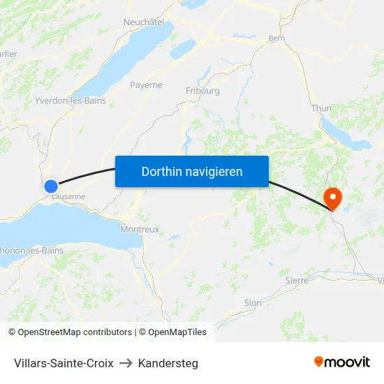 Villars-Sainte-Croix to Kandersteg map
