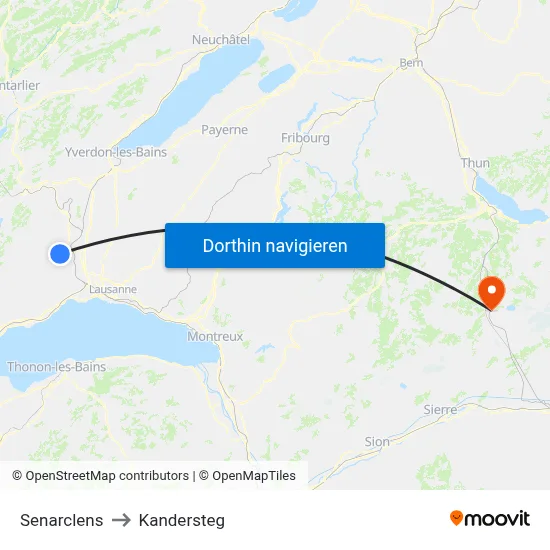 Senarclens to Kandersteg map