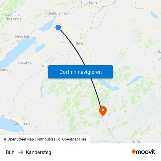Bühl to Kandersteg map
