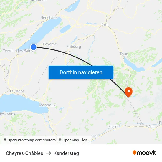 Cheyres-Châbles to Kandersteg map