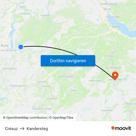 Crésuz to Kandersteg map