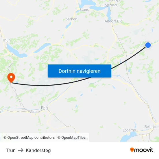 Trun to Kandersteg map