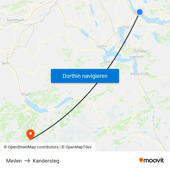 Meilen to Kandersteg map