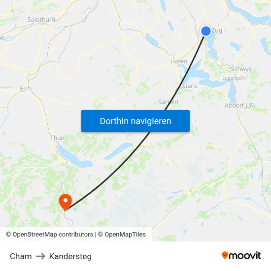 Cham to Kandersteg map