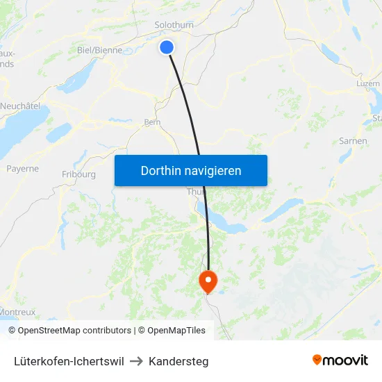 Lüterkofen-Ichertswil to Kandersteg map