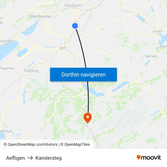 Aefligen to Kandersteg map
