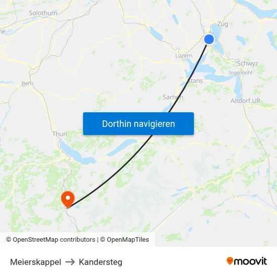 Meierskappel to Kandersteg map
