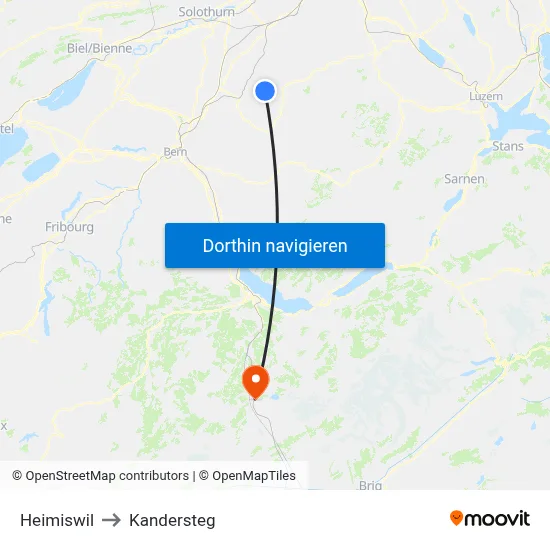 Heimiswil to Kandersteg map