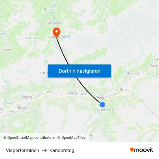 Visperterminen to Kandersteg map