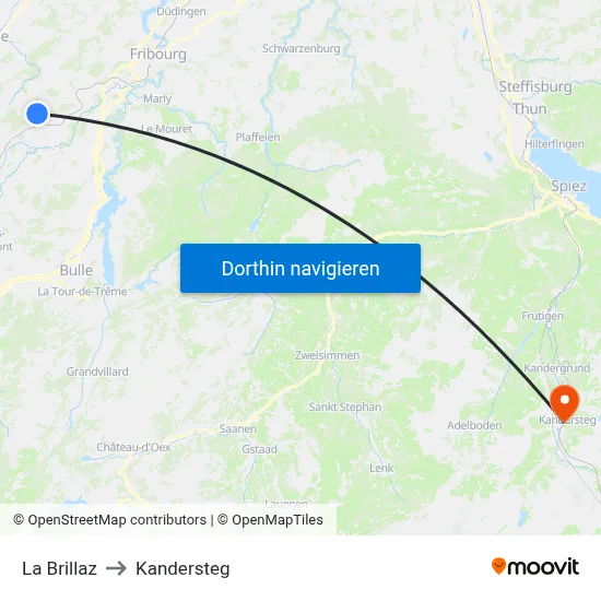 La Brillaz to Kandersteg map