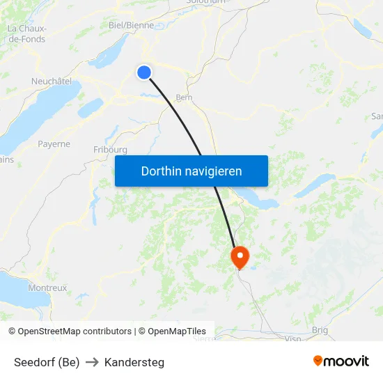 Seedorf (Be) to Kandersteg map