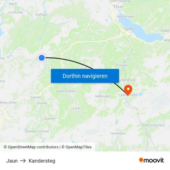 Jaun to Kandersteg map