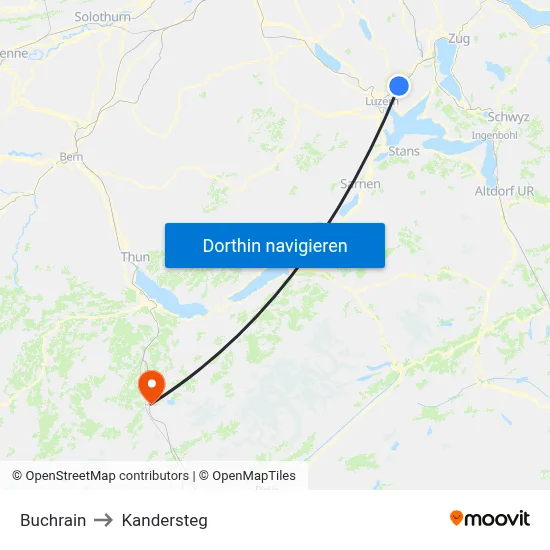 Buchrain to Kandersteg map