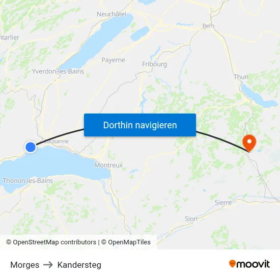Morges to Kandersteg map
