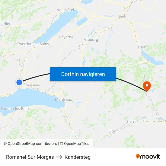 Romanel-Sur-Morges to Kandersteg map