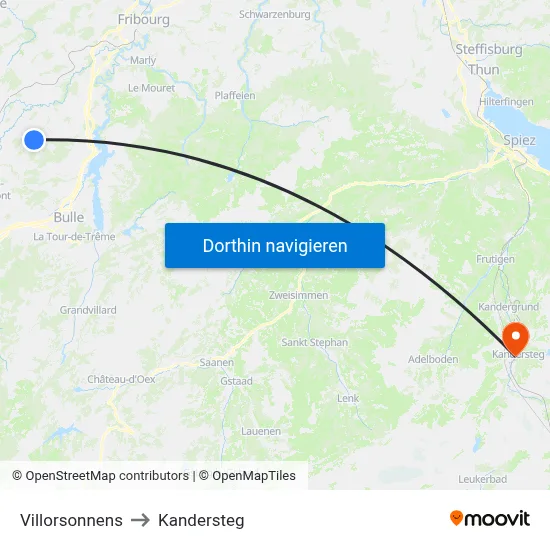 Villorsonnens to Kandersteg map