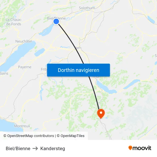 Biel/Bienne to Kandersteg map