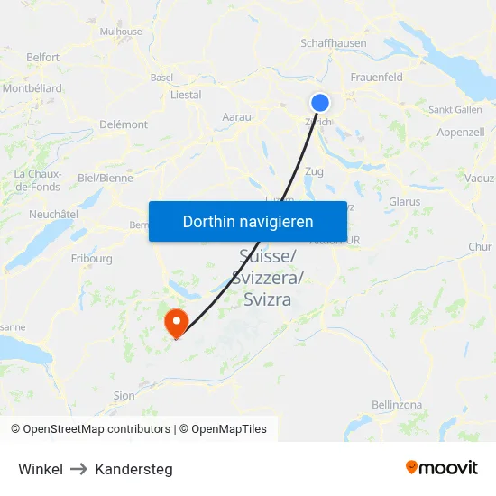 Winkel to Kandersteg map