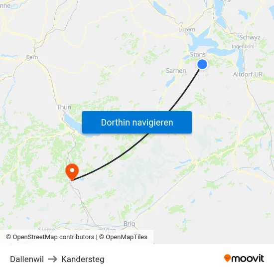Dallenwil to Kandersteg map