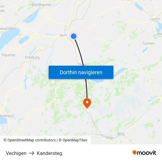 Vechigen to Kandersteg map