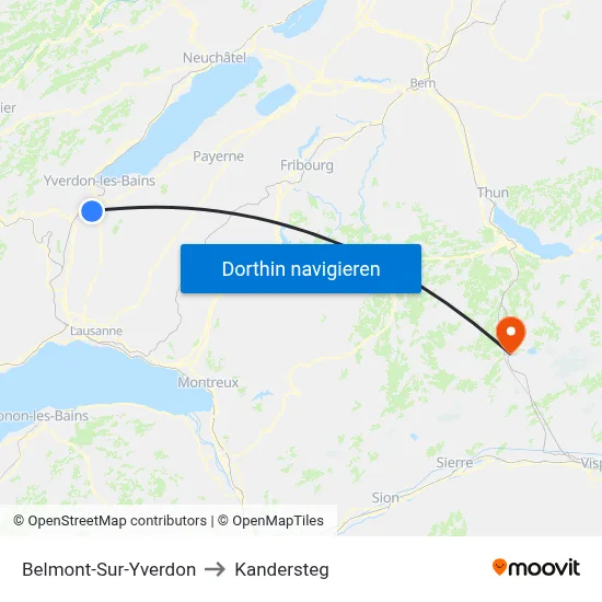 Belmont-Sur-Yverdon to Kandersteg map