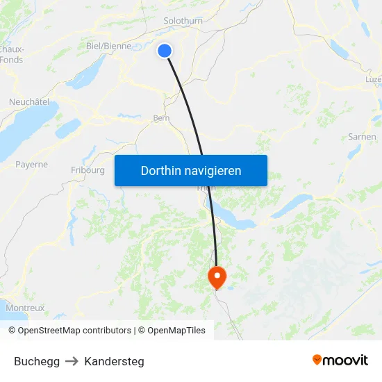 Buchegg to Kandersteg map