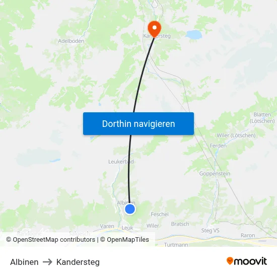 Albinen to Kandersteg map