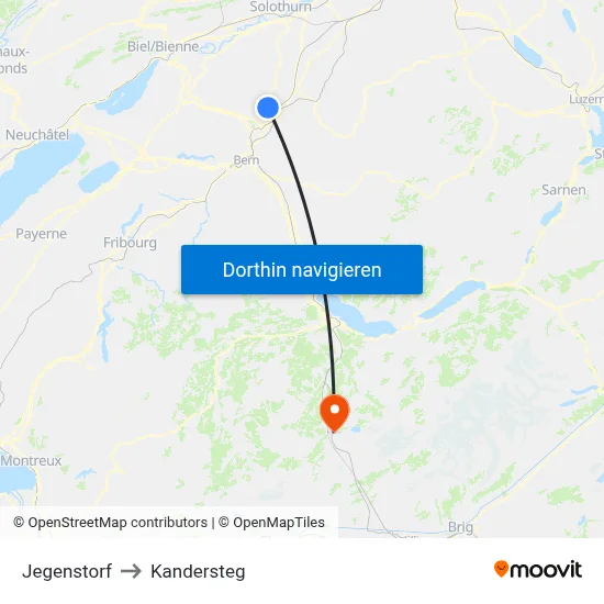Jegenstorf to Kandersteg map