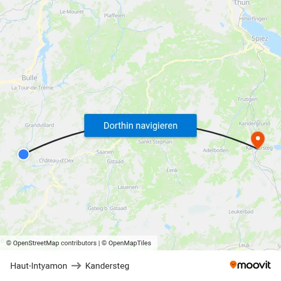 Haut-Intyamon to Kandersteg map