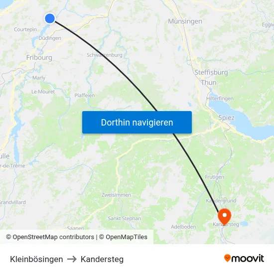 Kleinbösingen to Kandersteg map