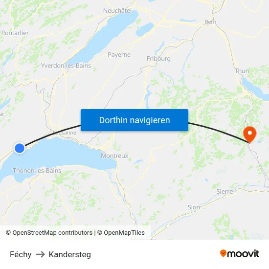 Féchy to Kandersteg map
