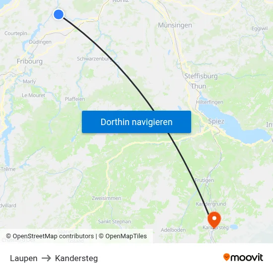 Laupen to Kandersteg map