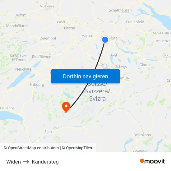 Widen to Kandersteg map
