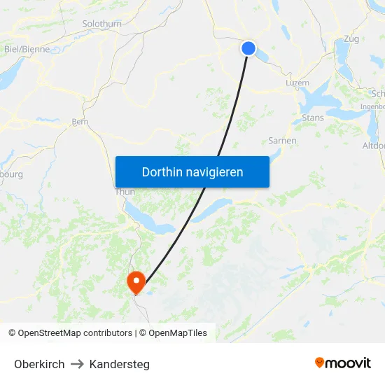Oberkirch to Kandersteg map