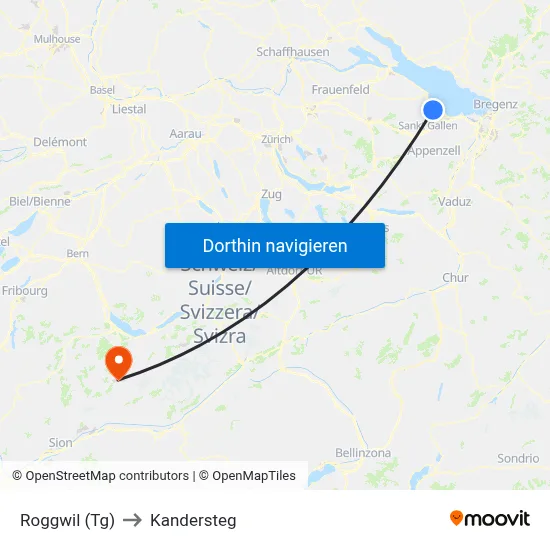 Roggwil (Tg) to Kandersteg map