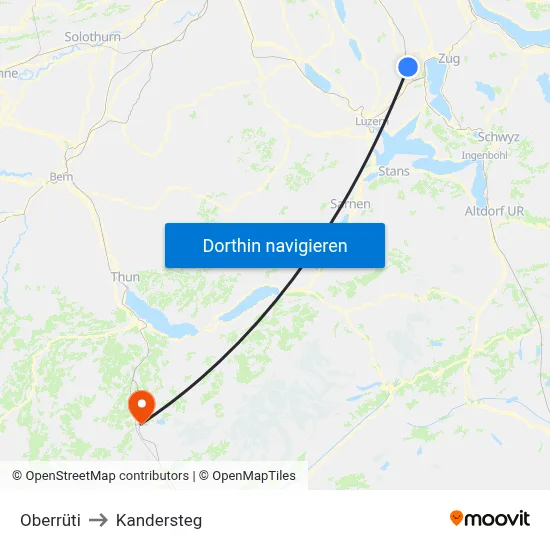 Oberrüti to Kandersteg map