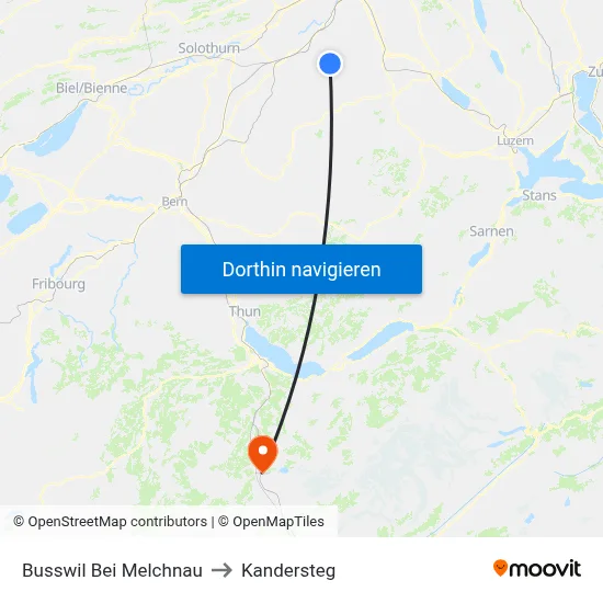 Busswil Bei Melchnau to Kandersteg map