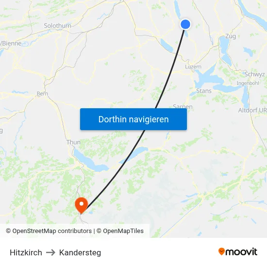 Hitzkirch to Kandersteg map
