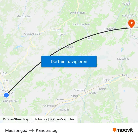 Massongex to Kandersteg map