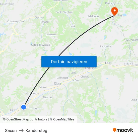 Saxon to Kandersteg map