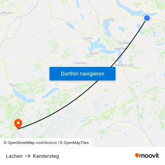 Lachen to Kandersteg map