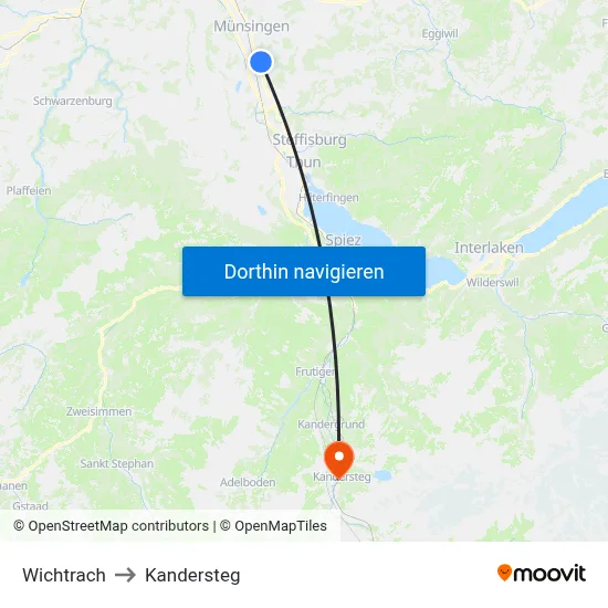 Wichtrach to Kandersteg map