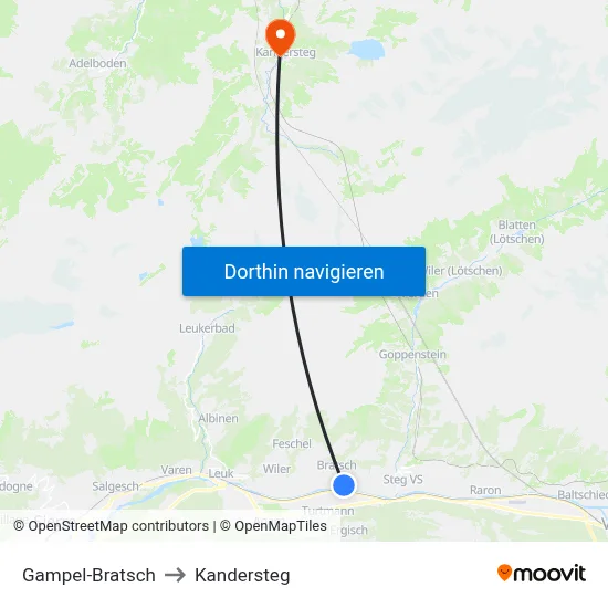 Gampel-Bratsch to Kandersteg map