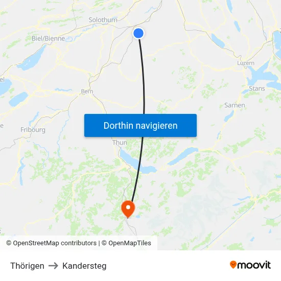 Thörigen to Kandersteg map