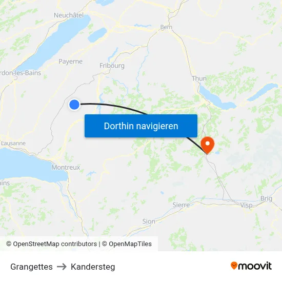 Grangettes to Kandersteg map