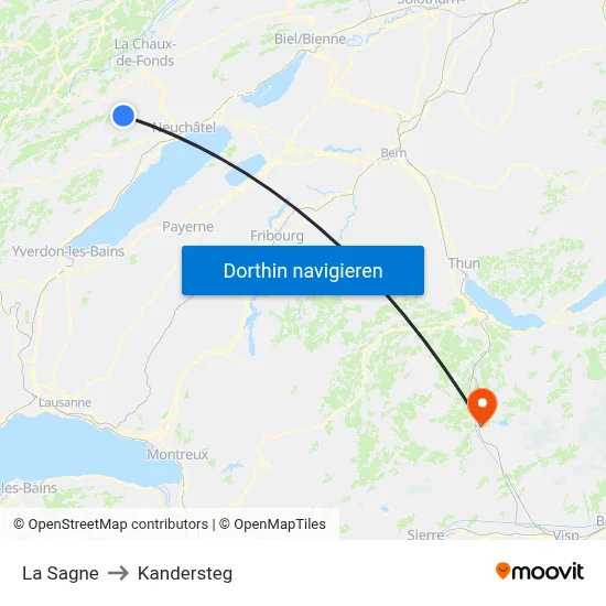 La Sagne to Kandersteg map